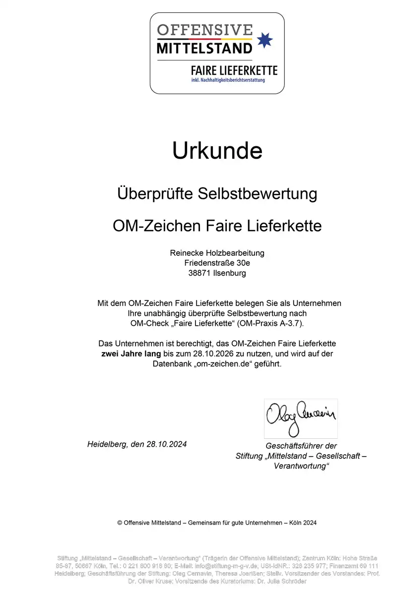 Urkunde_Faire Lieferkette